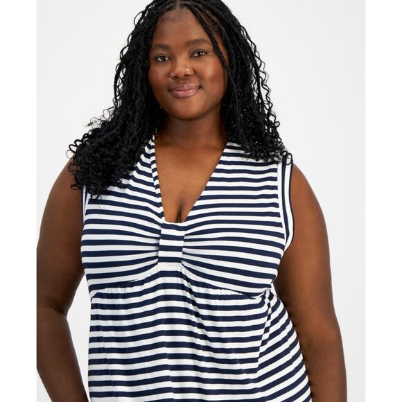 Tommy Hilfiger Striped Sleeveless Blue Sky Captain Ivory Plus Size 2X MSRP $99 - Picture 3 of 5